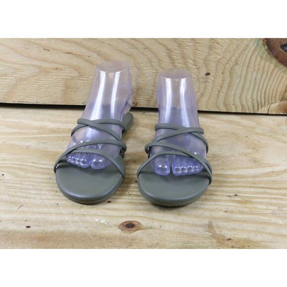 Tkees Sandals Womens 8 Green Vegan Leather Sloane Slip Ons New - Picture 2 of 8